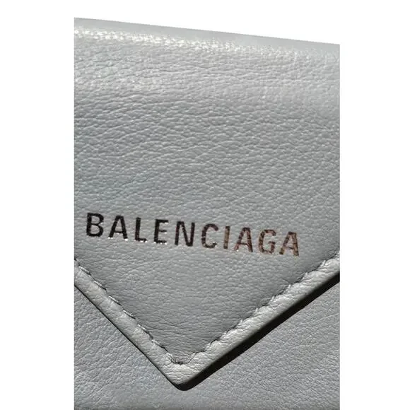 Balenciaga Papier Compact Wallet Blue Leather - Picture 2 of 8